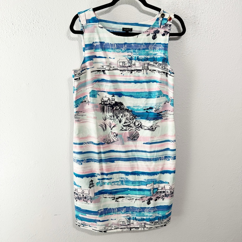 Talbots seaside harbor sheath dress 100% cotton size 8